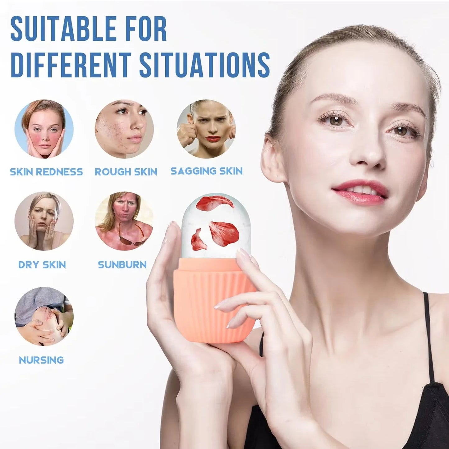1/3PCS Ice Face Roller Stainless Steel Gua Sha Board Set Facial Massager