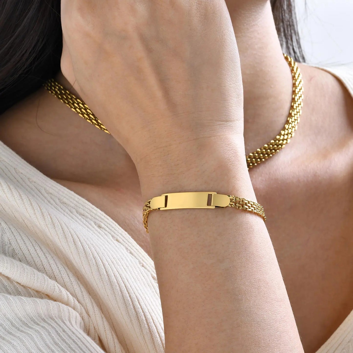 Vnox Personalized Mom Daughter Name Baby Bracelets, Gold Color