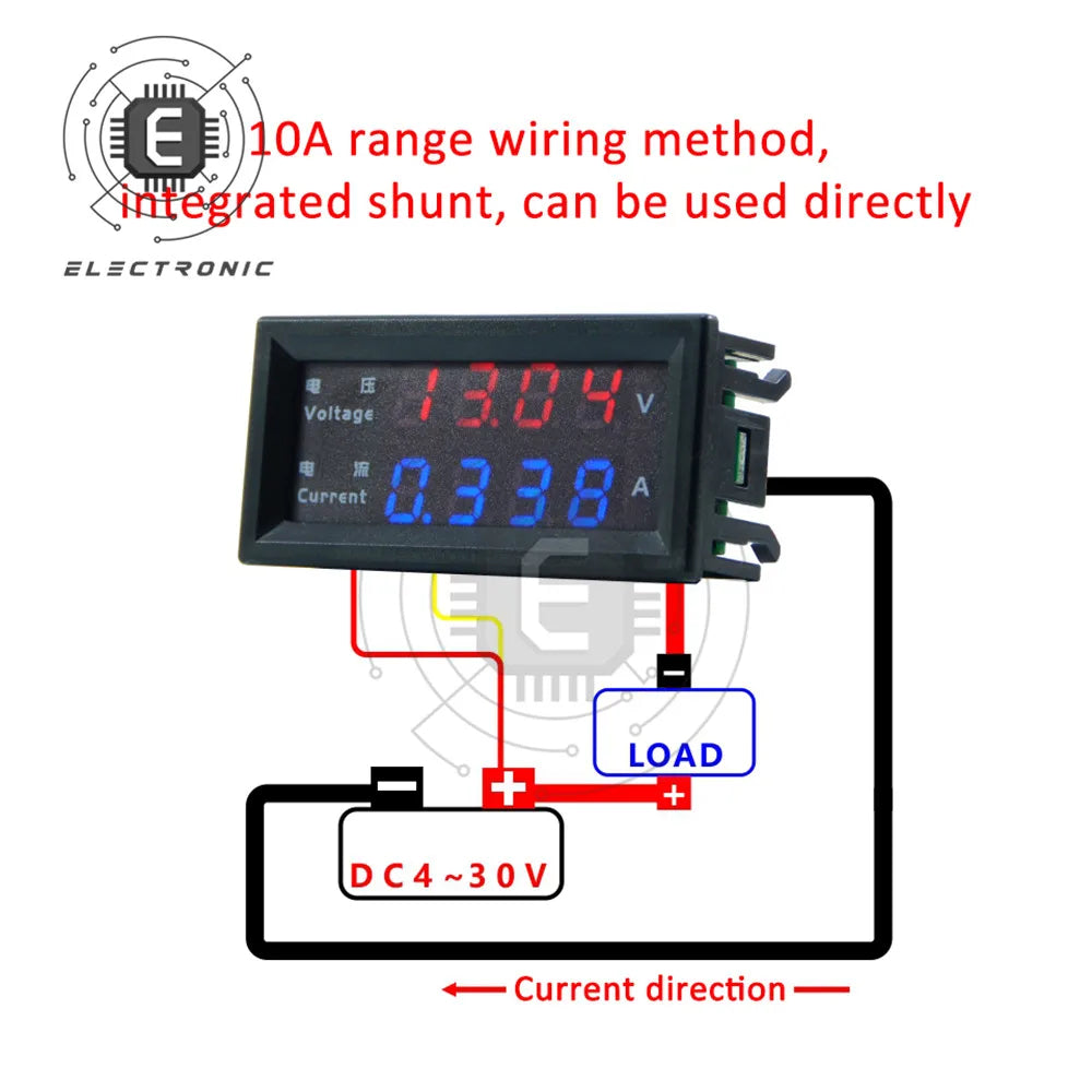 M4430 DC 100V 200V 10A Electronic Digital Voltmeter Ammeter 0.28