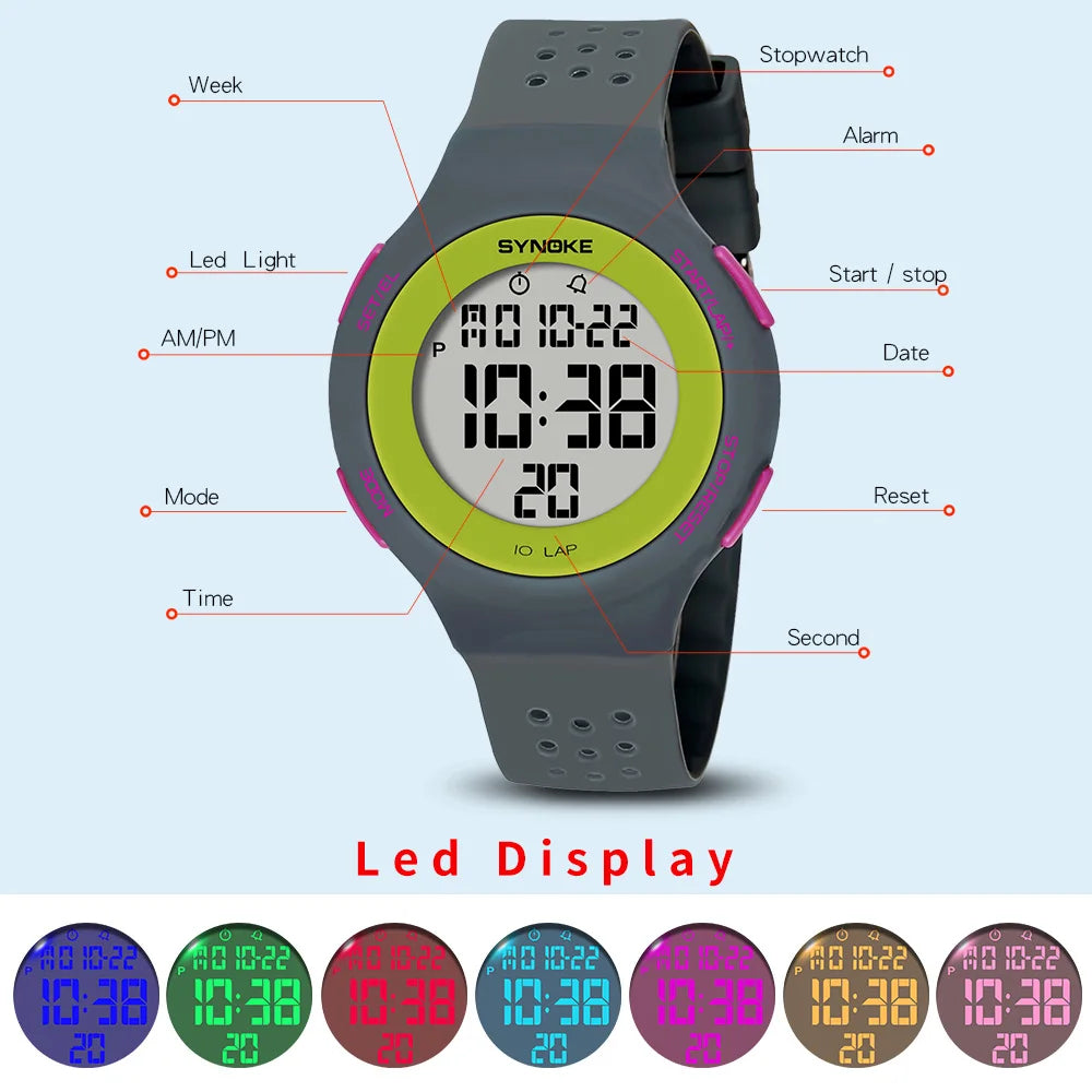 Outdoor Sport Watch Men Alarm Chrono Clock 5Bar Waterproof Military Watches