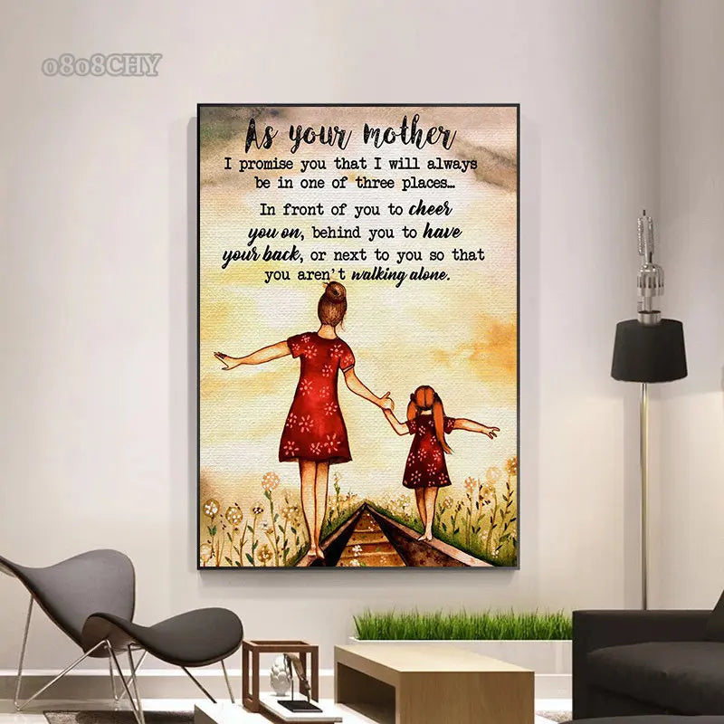 Mother and Father To Daughter Gift Posters Prints Canvas Painting Letter