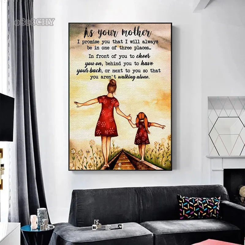 Mother and Father To Daughter Gift Posters Prints Canvas Painting Letter