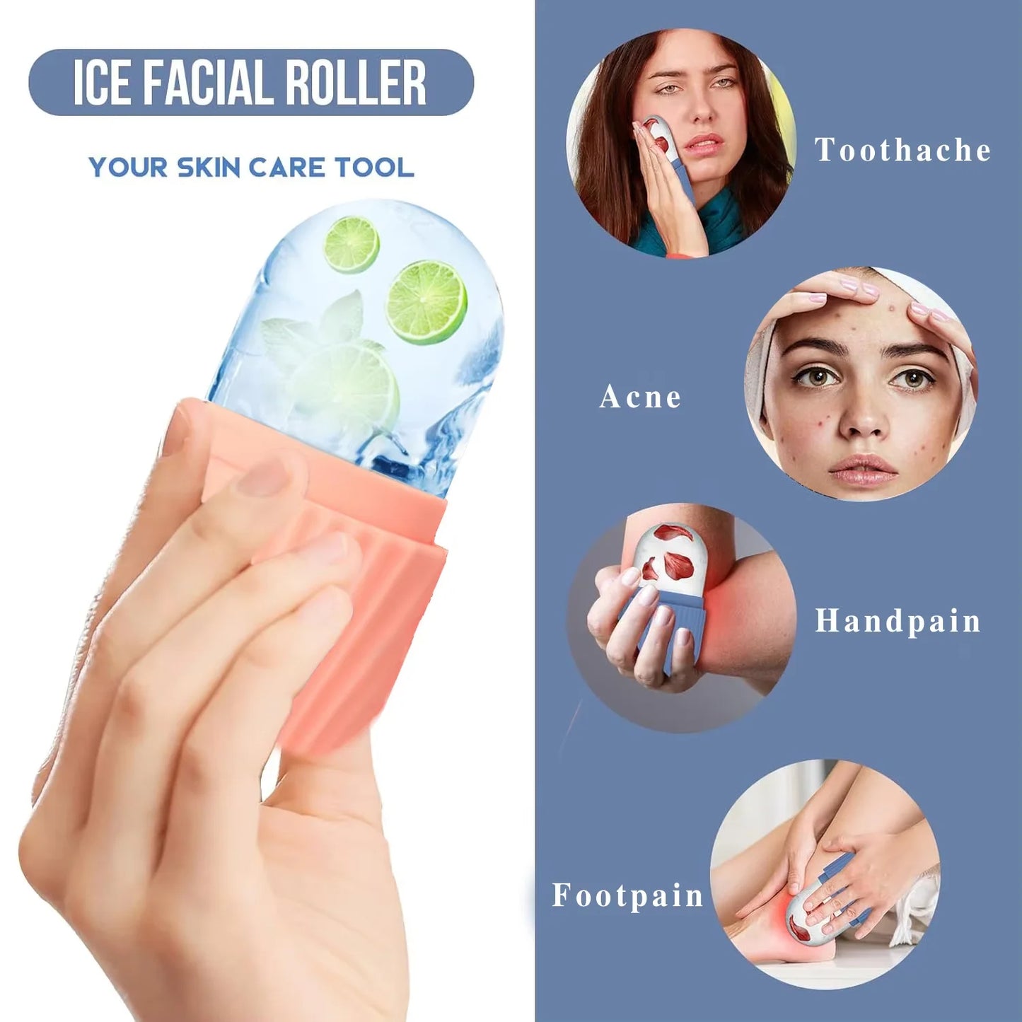 1/3PCS Ice Face Roller Stainless Steel Gua Sha Board Set Facial Massager