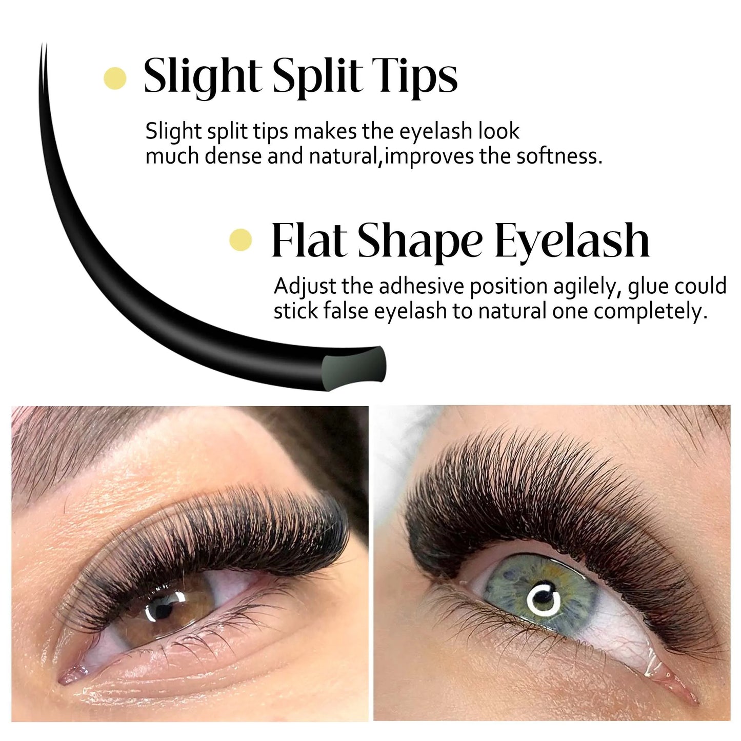 CoMango Ellipse Flat False Eyelash Extension Semi-permanent Black Grey