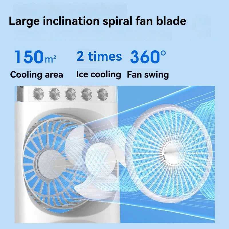2026 Double-Head Spray Fan – Portable Cooling & Humidifier
