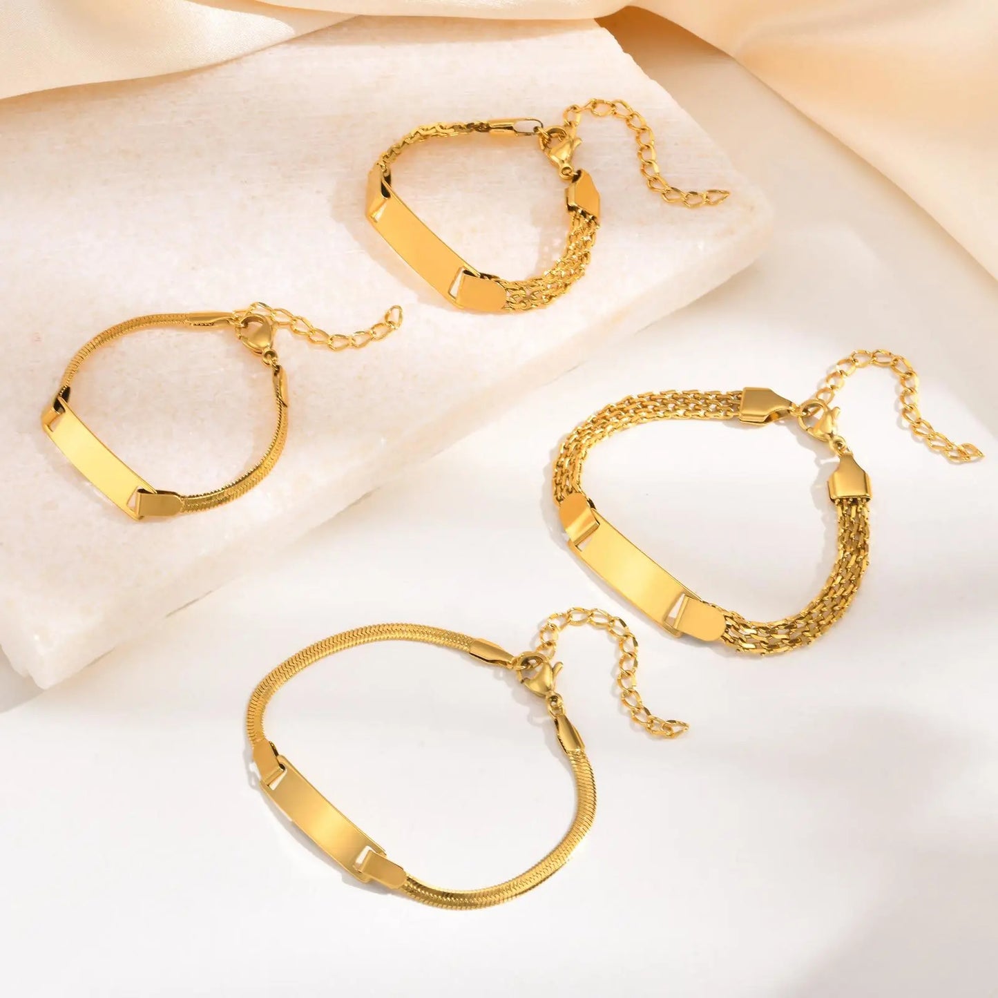 Vnox Personalized Mom Daughter Name Baby Bracelets, Gold Color