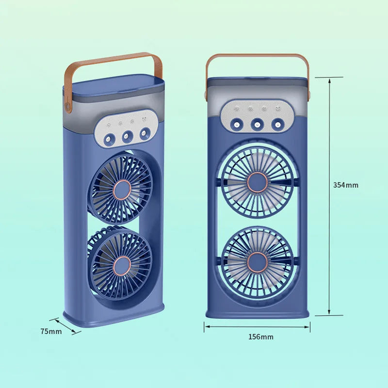 2026 Double-Head Spray Fan – Portable Cooling & Humidifier